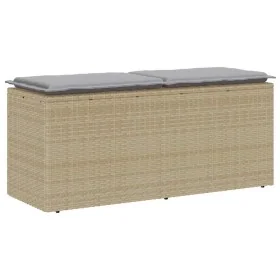 Banco de jardín con cojín ratán sintético beige 110x40x44 cm by , garden benches - Ref: Foro24-4104148, Price: 104,44 €, Disc...