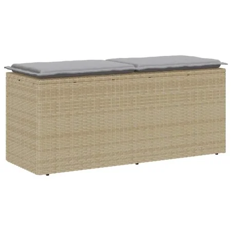Banco de jardín con cojín ratán sintético beige 110x40x44 cm by , garden benches - Ref: Foro24-4104148, Price: 104,23 €, Disc...