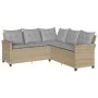 Sofá en forma de L con cojines ratán sintético beige von , Gartensets - Ref: Foro24-365418, Preis: 305,82 €, Rabatt: %