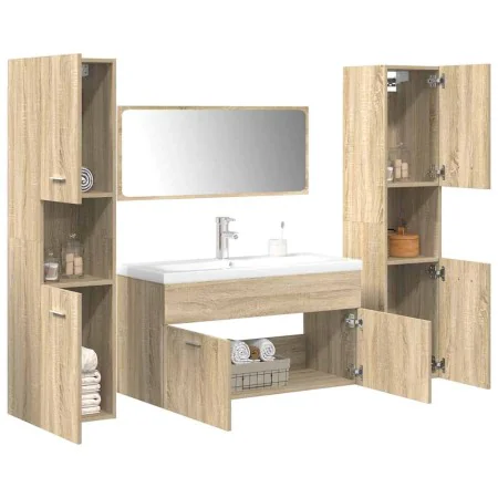 Juego de muebles de baño 5 pzas madera ingeniería roble Sonoma by , Bathroom furniture - Ref: Foro24-3325031, Price: 388,28 €...