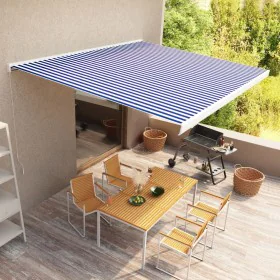 Blau-weiße manuelle Rollenmarkise 400x300 cm von vidaXL, Markisen - Ref: Foro24-3052674, Preis: 926,21 €, Rabatt: %