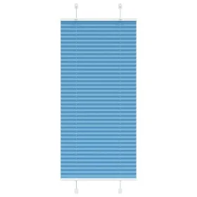 Pleated blue curtain 60x100 cm Fabric width 59.4 cm Polyester by , Blinds and blinds - Ref: Foro24-4015169, Price: 14,93 €, D...