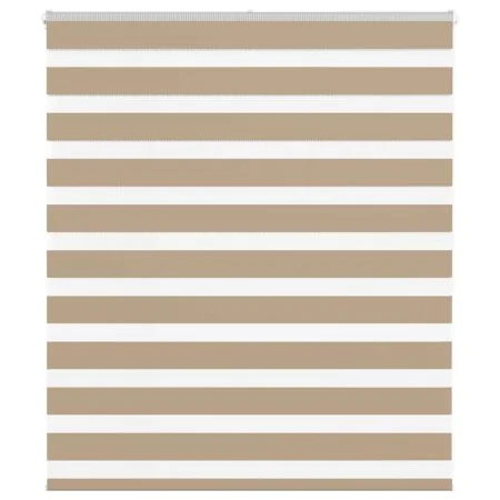 Dies ist ein breiter, 120,9 cm breiter, brauner Sand-Zebra-Vorhang aus Polyester. von , Jalousien und Jalousien - Ref: Foro24...