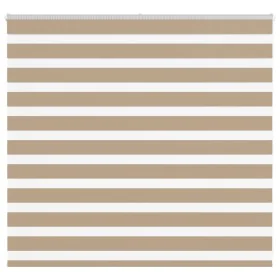 Dies ist ein breiter, 150,9 cm breiter, brauner Sand-Zebra-Vorhang aus Polyester. von , Jalousien und Jalousien - Ref: Foro24...