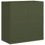 Cold-rolled steel planter in olive green, 80x40x80 cm. by , Pots and planters - Ref: Foro24-860713, Price: 97,71 €, Discount: %