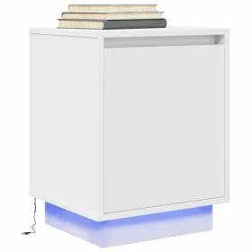 Bedside table with white LED lights 38x34x50 cm by , Nightstands - Ref: Foro24-861265, Price: 47,42 €, Discount: %