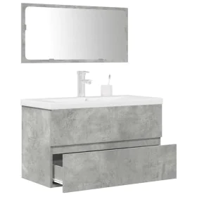 Bathroom furniture set, 2 pieces, gray plywood concrete by , Bathroom furniture - Ref: Foro24-3324918, Price: 239,74 €, Disco...