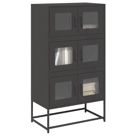 Aparador de acero negro 68x39x123 cm de , Aparadores - Ref: Foro24-853350, Precio: 129,03 €, Descuento: %