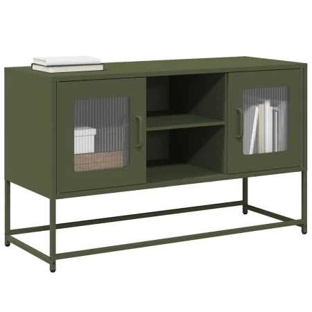 Fernsehmöbel aus olivgrünem Stahl, 100,5x39x60,5 cm. von , TV-Möbel - Ref: Foro24-853384, Preis: 91,83 €, Rabatt: %