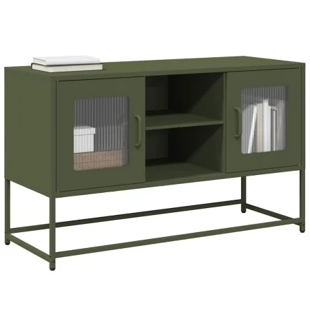 Mueble para TV de acero verde oliva 100,5x39x60,5 cm de , Muebles TV - Ref: Foro24-853384, Precio: 91,83 €, Descuento: %