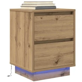 Mesilla de noche con luces LED roble artesanal 38x34x50 cm by , Nightstands - Ref: Foro24-861299, Price: 57,15 €, Discount: %