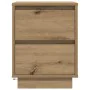 Mesilla de noche con luces LED roble artesanal 38x34x50 cm de , Mesitas de noche - Ref: Foro24-861299, Precio: 57,14 €, Descu...