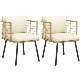 Garden armchairs with cushions 2 units synthetic natural rattan by , Garden chairs - Ref: Foro24-3328657, Price: 221,31 €, Di...