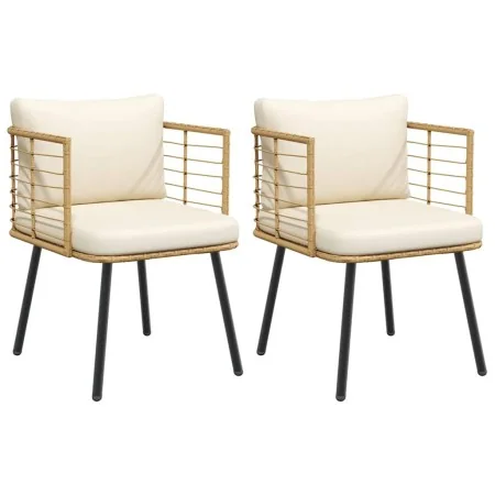 Gartensofas mit Kissen, 2 Stück, aus synthetischem Rattan in Naturfarbe. von , Gartenstühle - Ref: Foro24-3328657, Preis: 221...