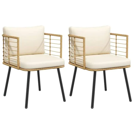 Sillones de jardín con cojines 2 uds ratán sintético natural de , Sillas de jardín - Ref: Foro24-3328657, Precio: 221,28 €, D...