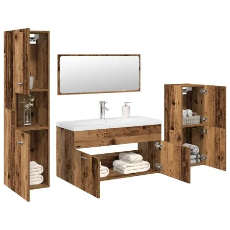 5-teiliges Badezimmermöbelset aus gealtertem Holzwerkstoff von , Badezimmermöbel - Ref: Foro24-3328913, Preis: 436,93 €, Raba...