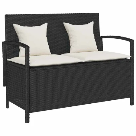 Banco de almacenamiento jardín con cojín ratán sintético negro by , garden benches - Ref: Foro24-4104211, Price: 221,09 €, Di...