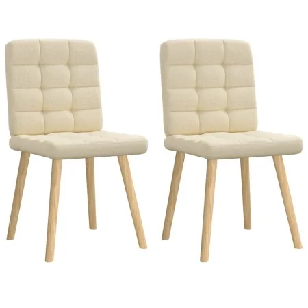 Sillas de comedor 2 unidades tela color crema de , Sillas de comedor - Ref: Foro24-4101098, Precio: 105,26 €, Descuento: %
