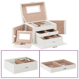 Joyero de 3 niveles con espejo y cerradura blanco 26x18x17,5 cm de , Soportes para joyería - Ref: Foro24-4103558, Precio: 45,...