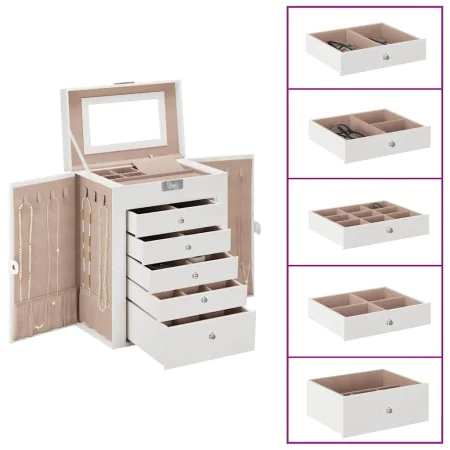 Joyero de 6 niveles con espejo y cerradura blanco de , Soportes para joyería - Ref: Foro24-4103564, Precio: 60,77 €, Descuent...