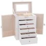 Joyero de 6 niveles con espejo y cerradura blanco de , Soportes para joyería - Ref: Foro24-4103564, Precio: 60,77 €, Descuent...