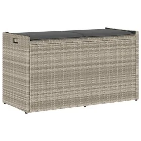 Banco de almacenaje con cojín gris claro 100 cm ratán sintético by , garden benches - Ref: Foro24-4104065, Price: 146,45 €, D...