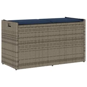 Banco de almacenaje con cojín gris 100 cm ratán sintético by , garden benches - Ref: Foro24-4104067, Price: 132,85 €, Discoun...