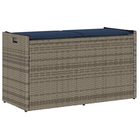 Banco de almacenaje con cojín gris 100 cm ratán sintético by , garden benches - Ref: Foro24-4104067, Price: 132,94 €, Discoun...