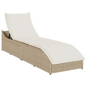 Tumbona plegable con cojín y espacio beige ratán sintético by , Loungers - Ref: Foro24-4104224, Price: 247,76 €, Discount: %