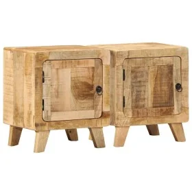 Mesilla de noche 2 uds 40x32x46 cm madera mango rugosa von , Nachttische - Ref: Foro24-4104508, Preis: 206,46 €, Rabatt: %