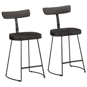 Bar stools 2 units black 49x43x79 cm solid mango wood by , Kitchen stools - Ref: Foro24-4013517, Price: 123,58 €, Discount: %