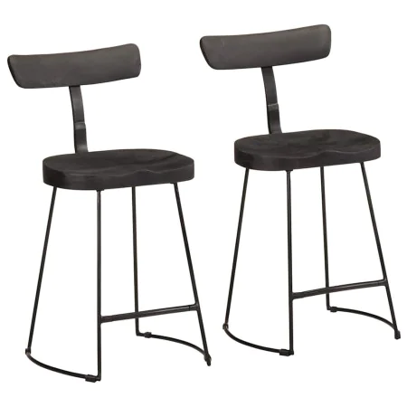 Bar stools 2 units black 49x43x79 cm solid mango wood by , Kitchen stools - Ref: Foro24-4013517, Price: 123,58 €, Discount: %