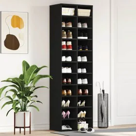 Black oak plywood shoe rack 54x34x183 cm by , Shoe racks and shoe organizers - Ref: Foro24-859378, Price: 155,90 €, Discount: %