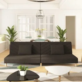 Sofá cama de 2 plazas con dos almohadas tela marrón de , Sofás - Ref: Foro24-375891, Precio: 241,18 €, Descuento: %