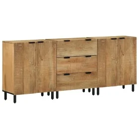 Aparadores 3 piezas madera maciza mango marrón 60x33x75 cm by , Lockers and storage cabinets - Ref: Foro24-3310005, Price: 49...