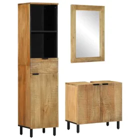 Conjunto de muebles de baño 3 uds marrón madera maciza de mango de , Muebles de baño - Ref: Foro24-3310007, Precio: 373,31 €,...