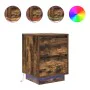 Bedside tables with LED lights 2 units smoked oak 38x34x50 cm by , Nightstands - Ref: Foro24-861292, Price: 97,99 €, Discount: %
