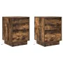 Bedside tables with LED lights 2 units smoked oak 38x34x50 cm by , Nightstands - Ref: Foro24-861292, Price: 97,99 €, Discount: %