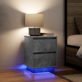 Bedside tables with LED lights 2 units gray concrete 38x34x50 cm by , Nightstands - Ref: Foro24-861290, Price: 99,75 €, Disco...