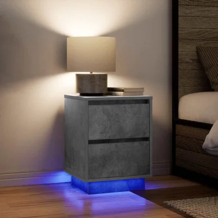 Bedside tables with LED lights 2 units gray concrete 38x34x50 cm by , Nightstands - Ref: Foro24-861290, Price: 99,75 €, Disco...