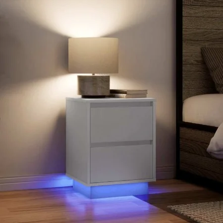 Nachttische mit LED-Lichtern 2 Stück weiß 38x34x50 cm von , Nachttische - Ref: Foro24-861284, Preis: 100,25 €, Rabatt: %