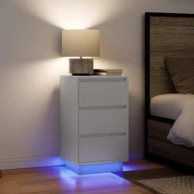 Mesilla de noche con luces LED blanca 38x34x65 cm by , Nightstands - Ref: Foro24-861301, Price: 74,22 €, Discount: %
