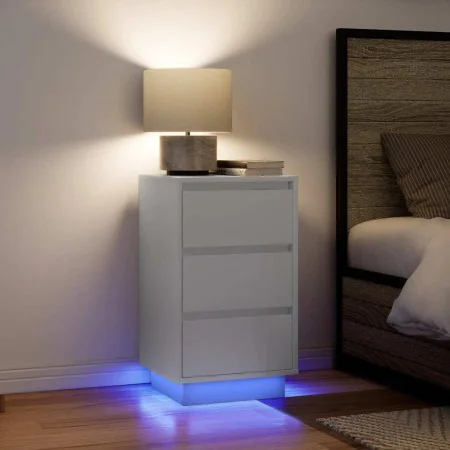 Mesilla de noche con luces LED blanca 38x34x65 cm de , Mesitas de noche - Ref: Foro24-861301, Precio: 74,22 €, Descuento: %