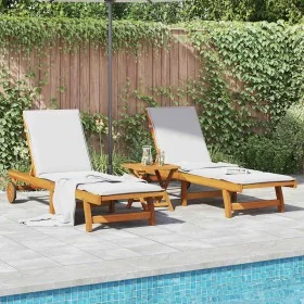 Tumbonas con mesa 2 unidades madera maciza de acacia by , Loungers - Ref: Foro24-3325205, Price: 370,42 €, Discount: %