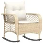 Silla mecedora de jardín con cojines ratán sintético beige de , Sillas de jardín - Ref: Foro24-4104197, Precio: 107,11 €, Des...