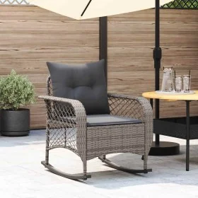 Silla mecedora de jardín con cojines ratán sintético gris de , Sillas de jardín - Ref: Foro24-4104195, Precio: 118,53 €, Desc...