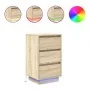Bedside table with LED lights Sonoma oak 38x34x65 cm by , Nightstands - Ref: Foro24-861303, Price: 70,79 €, Discount: %