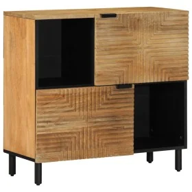 Brown sideboard 80x33x75 cm solid mango wood by , CD and DVD storage - Ref: Foro24-4017747, Price: 123,18 €, Discount: %