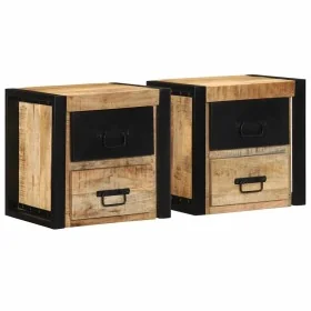 Mesitas de noche 2 uds 40x35x40 cm madera maciza rugosa mango by , Nightstands - Ref: Foro24-4015955, Price: 167,37 €, Discou...