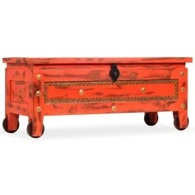 Solid mango wood storage chest 101x39x42 cm red by , Storage trunks - Ref: Foro24-244949, Price: 218,47 €, Discount: %